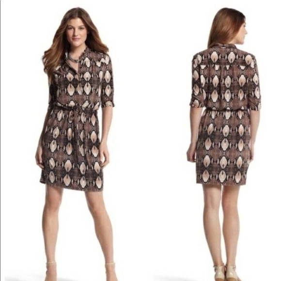 White House Black Market Brown Snakeskin Python Print Jersey Dress - Picture 1 of 6